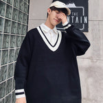 [Korean Style] Black/White V-neck Pullover Sweaters