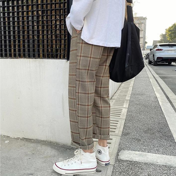 Korean Style] Dobby Cropped Plaid Pants – Ordicle