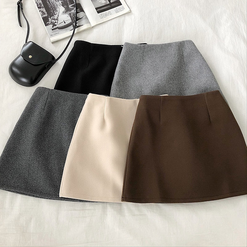 [Korean Style] Suji Solid Color Winter Mini Skirt