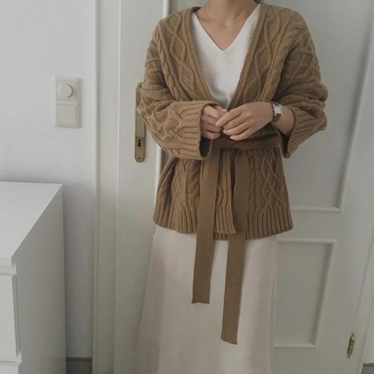 [Korean Style] Blandie Belted Cardigan