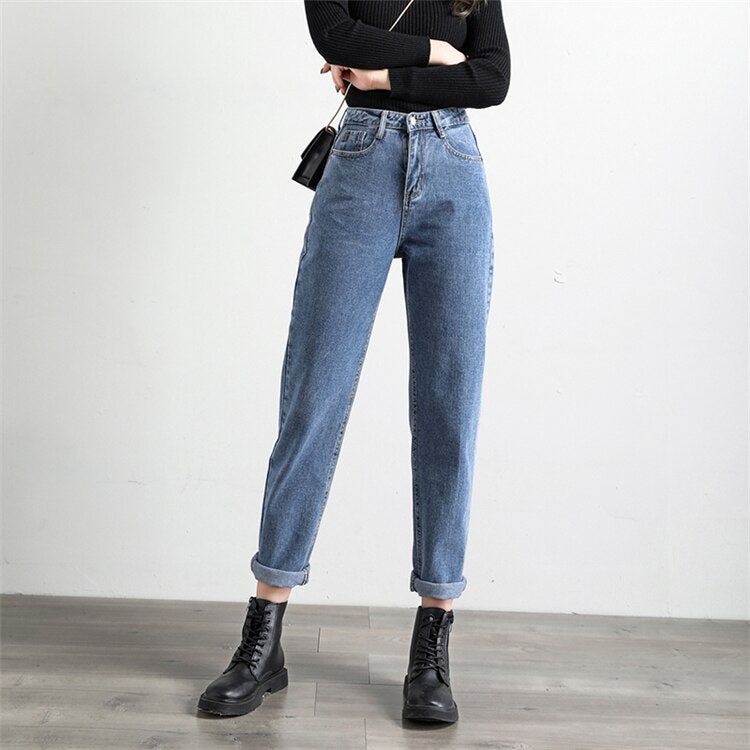 [Korean Style] Ren High Cropped Casual Jeans