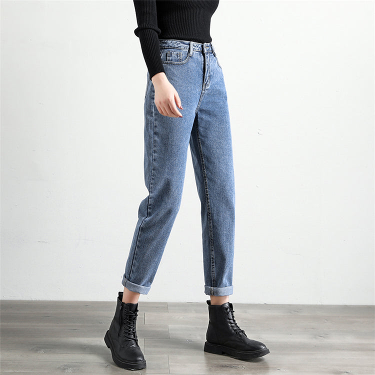 [Korean Style] Ren High Cropped Casual Jeans