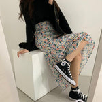 [Korean Style] Kit Floral Chic A-Line Long Skirt