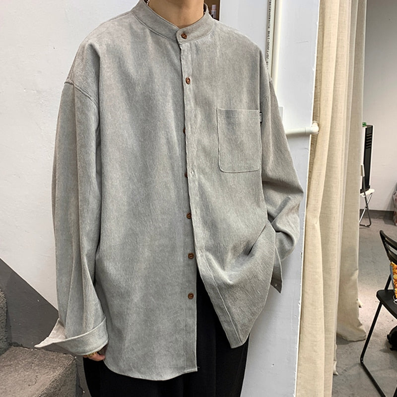 [Korean Style] Corduroy Long Sleeve Shirts