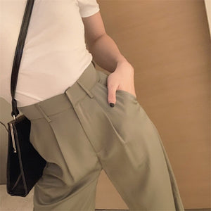 [Korean Style] Bassy High Waisted Full Length Wide Leg Trouser