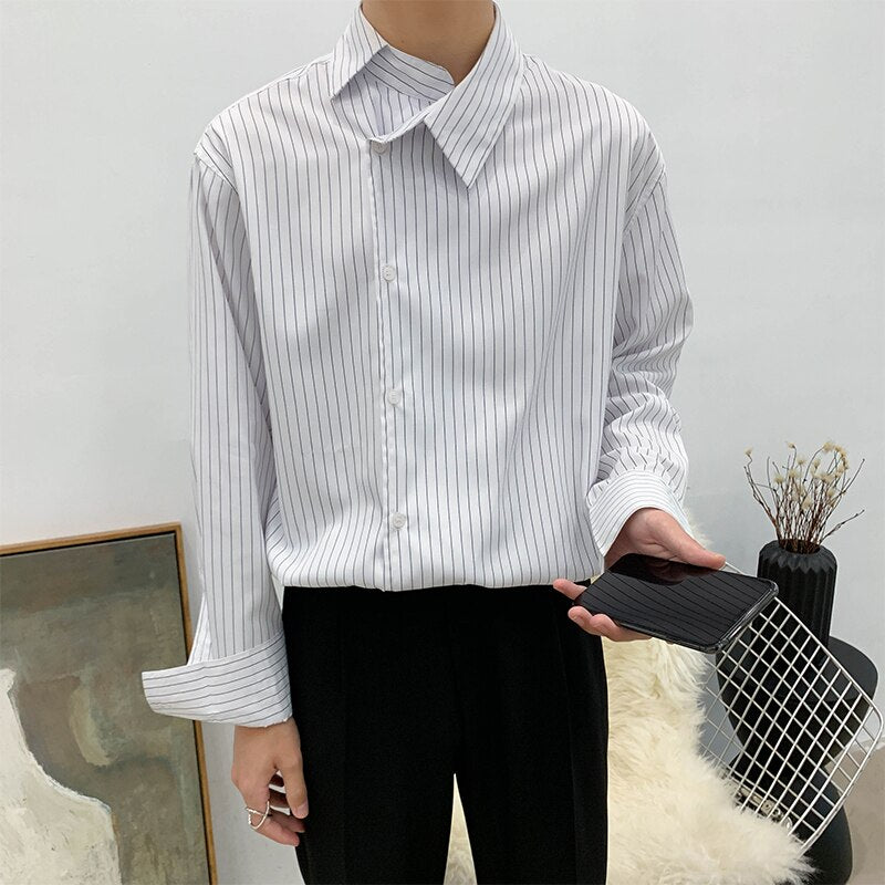 [Korean Style] Las Striped Casual Shirts