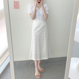 [Korean Style] Prairie Blouse & Skirt Two Piece Sets