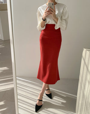 [Korean Style] Minimal Slim Mermaid Midi Skirt