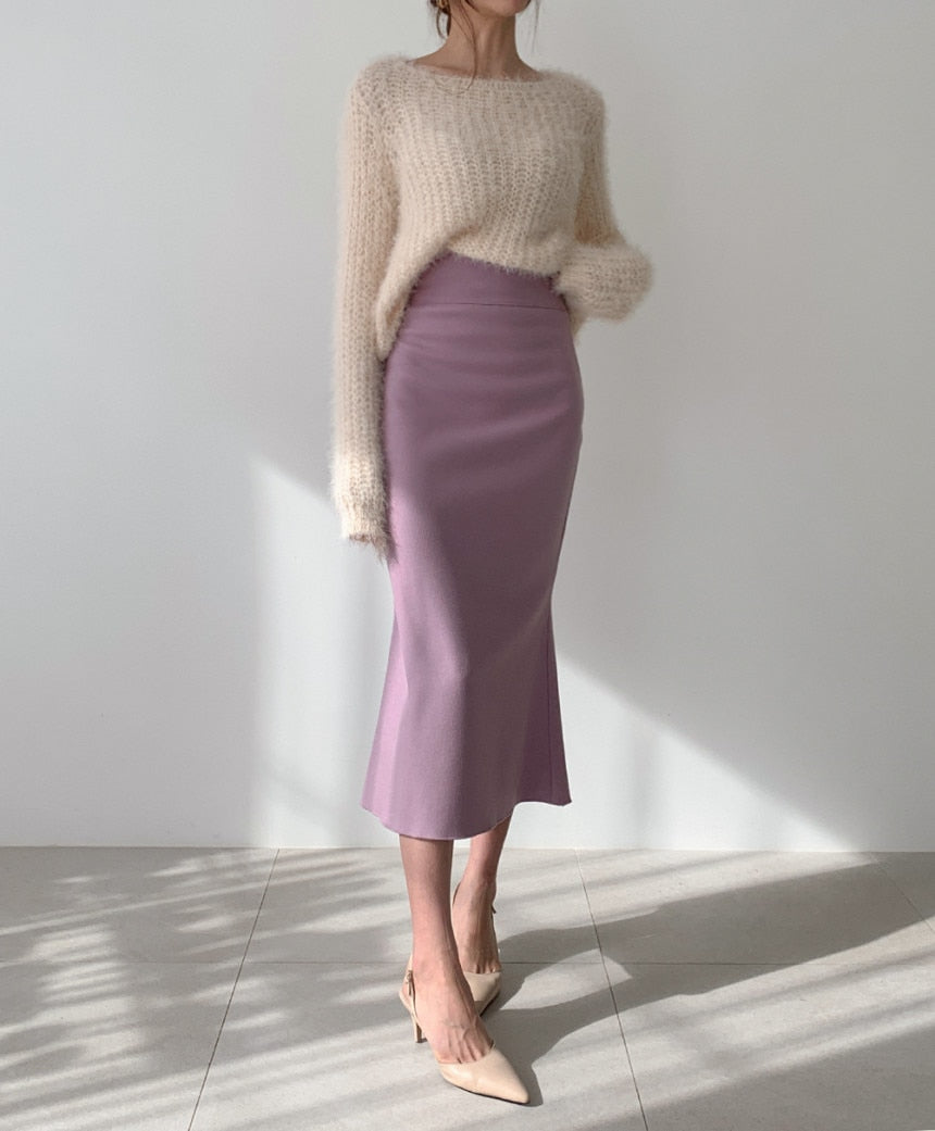 [Korean Style] Minimal Slim Mermaid Midi Skirt