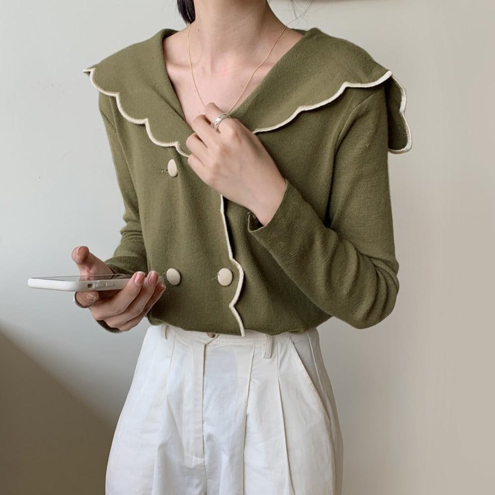 [Korean Style] Niki Wavy Knit Blouse
