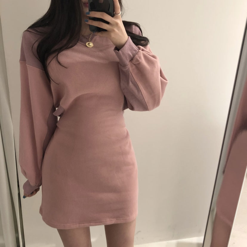[Korean Style] Nara Cut-off Sweatshirt Mini Dress
