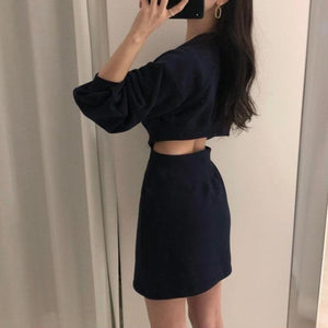 [Korean Style] Nara Cut-off Sweatshirt Mini Dress