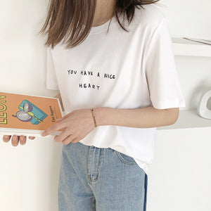 [Korean Style] 3 Colors Letter Print Cotton T-shirts
