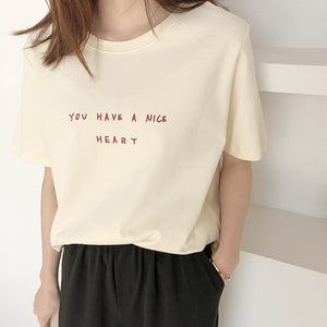 [Korean Style] 3 Colors Letter Print Cotton T-shirts