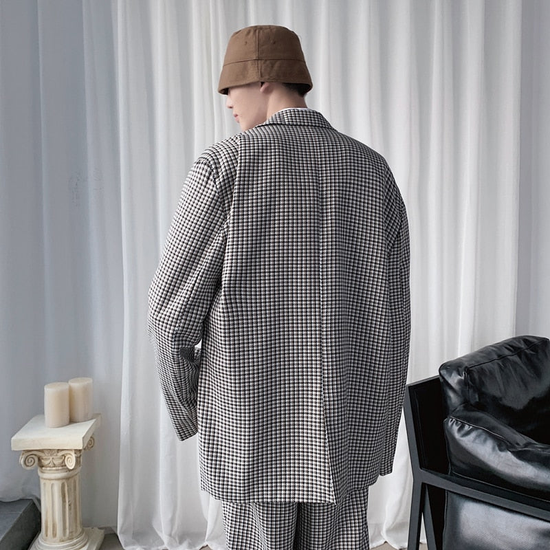 [Korean Style] Two Pieces Set Houndstooth Suit