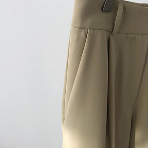 Korean Style Spandex Pants Polyester Broadcloth Trousers Solid Straight  Pant New
