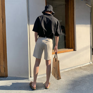 [Korean Style] Black / Beige Casual Cotton Shorts