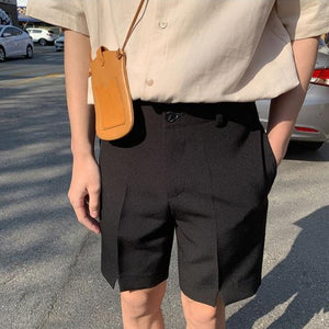 [Korean Style] Black / Beige Casual Cotton Shorts