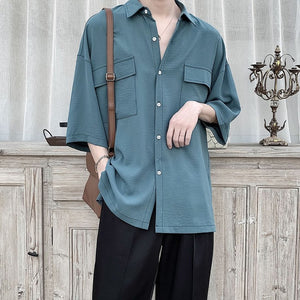 [Korean Style] 4 Colors 7-point-Sleevecut Shirts