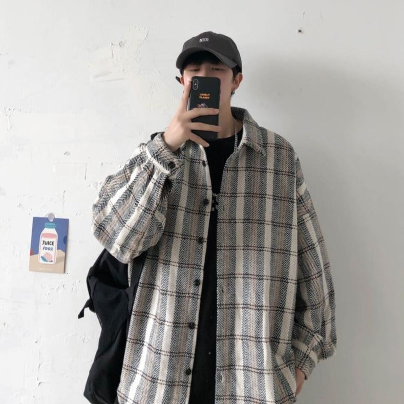 [Korean Style] 3 Colors Nova Plaid Casual Shirts