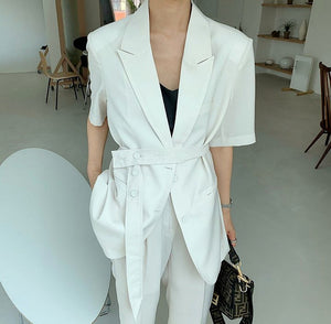 [Korean Style] Deb Matching Belted Blazer Set