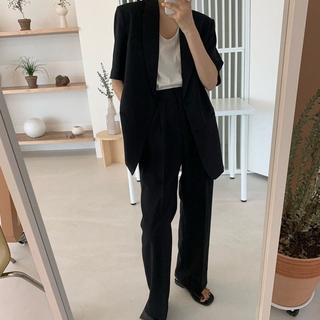 [Korean Style] Deb Matching Belted Blazer Set