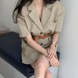 [Korean Style] Rendel Mini Shirt Dress with Knot Belt