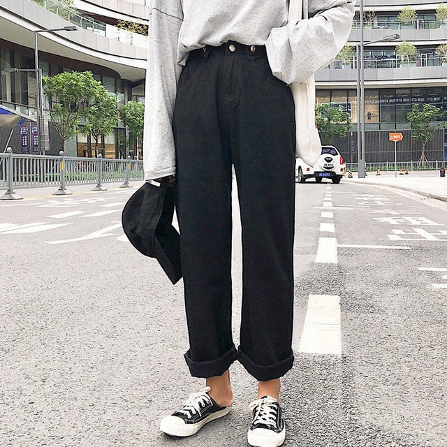 [Korean Style] Jin Wide Leg Roll-up Pants