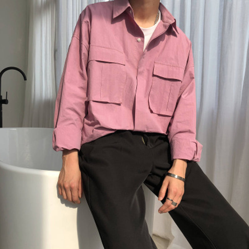 [Korean Style] 3 Colors Camisa Double Pocket Shirts
