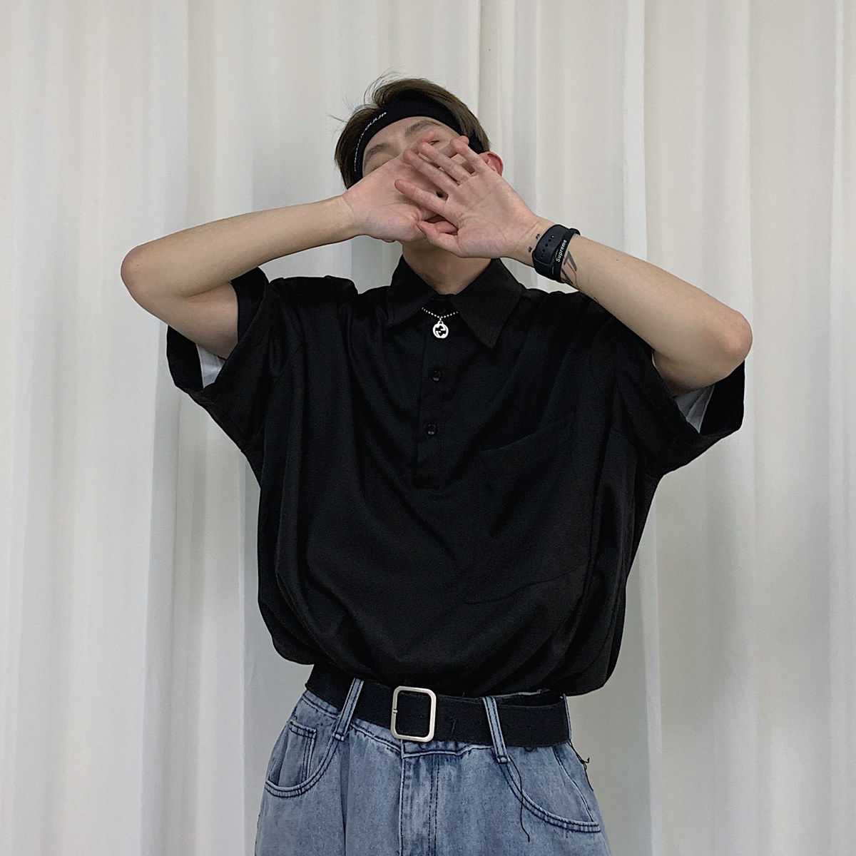 [Korean Style] Khaki/Black Oversize Tracksuit Sets