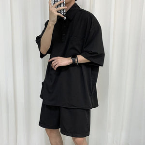 [Korean Style] Khaki/Black Oversize Tracksuit Sets