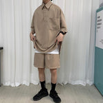 [Korean Style] Khaki/Black Oversize Tracksuit Sets