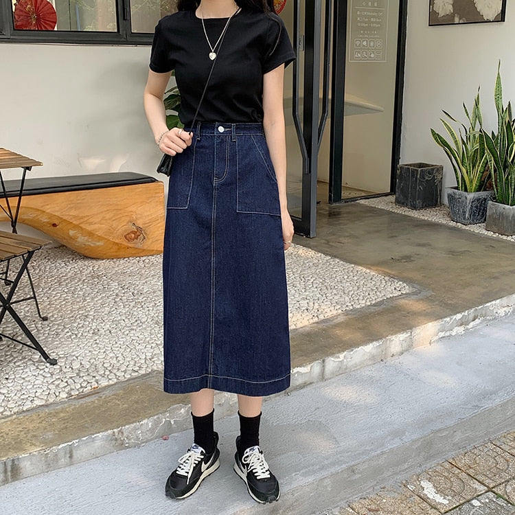 [Korean Style] Nevaeh Pencil Denim Skirt