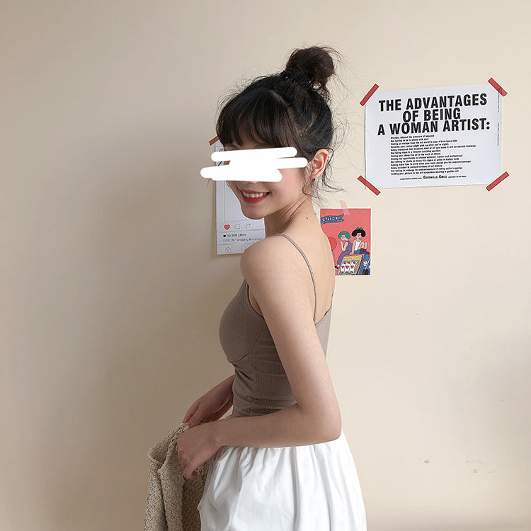 [Korean Style] Cerise Cotton Wrap Cropped Camis