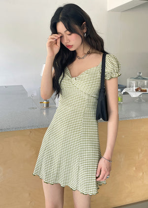 [Korean Style] Milia Check Ruffle Mini Dress