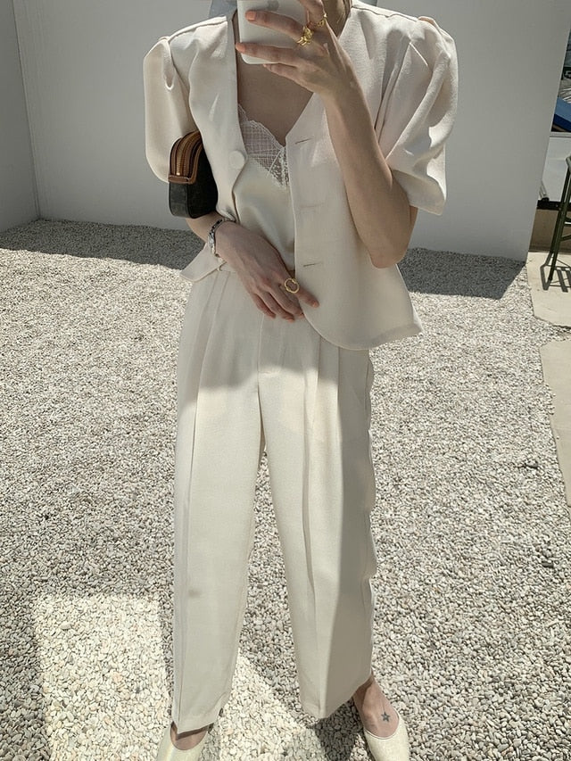 [Korean Style] Esme Matchy Poplin 2 Piece Trouser Set