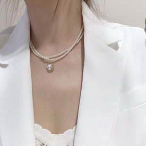 [Korean Style] Odette Pearl Beaded Double Layered Choker
