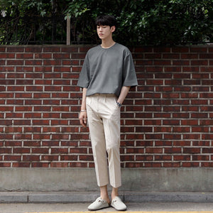 [Korean Style] Gray Oversized 1/2 T-shirts