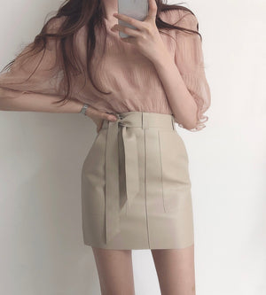 [Korean Style] Freya Ruffle Poplin See-throughBlouse