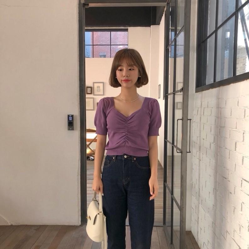 [Korean Style] Colette Puff Sleeve Knit Top