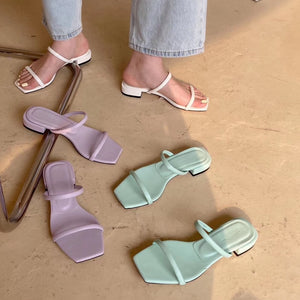Korean Style] Lolus Pastel Thin Strap Square Toe Sandal – Ordicle