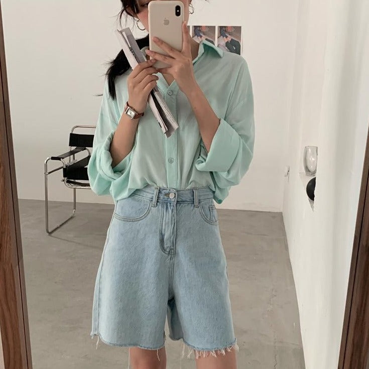 [Korean Style] Lucy High Waist Denim Shorts