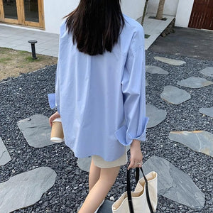 [Korean Style] Zoe V Neck Loose Fit Minimal Shirts