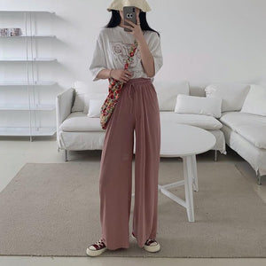 [Korean Style] Frencisca Drawstring Loose Fit Full Length Pants