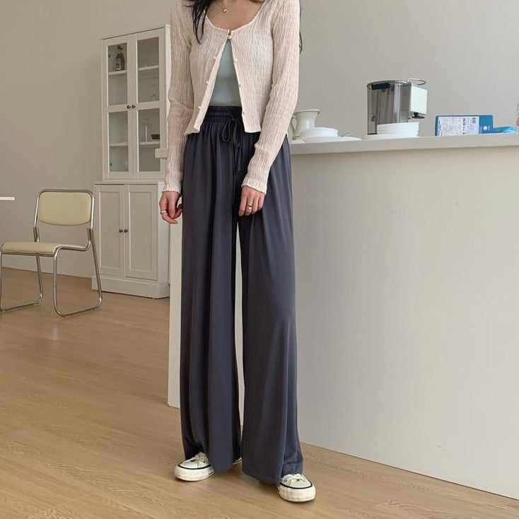 [Korean Style] Frencisca Drawstring Loose Fit Full Length Pants