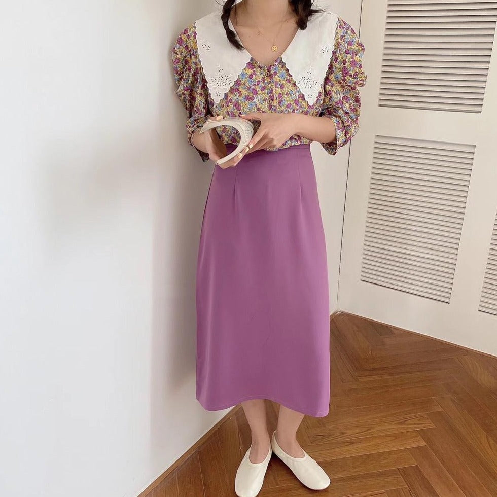 [Korean Style] Coraline High Waisted Pastel Slim Skirt