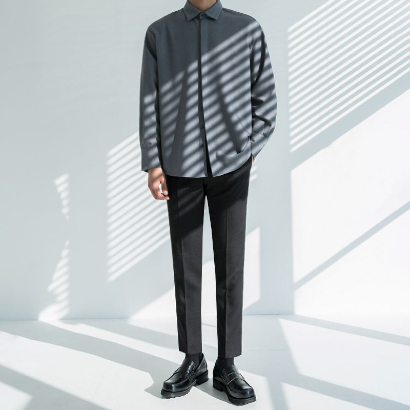 [Korean Style] Dark Gray Casual Shirts