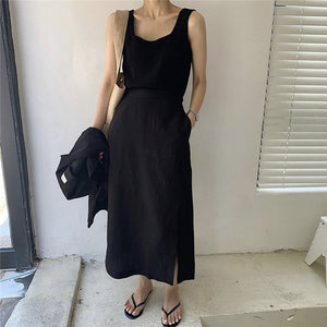 [Korean Style] Delphine Blazer w/ Slit Skirt 2 Piece Set
