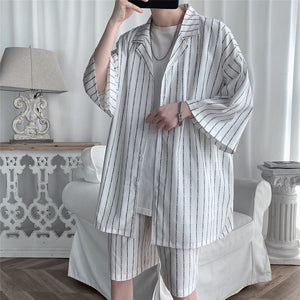 [Korean Style] 3 Colors Striped Oversize Tracksuit Sets