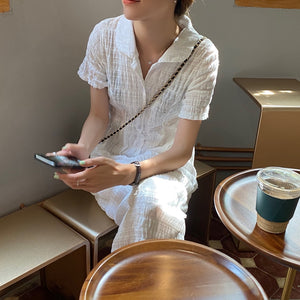 [Korean Style] Gaëlle Textured Shirt Dress